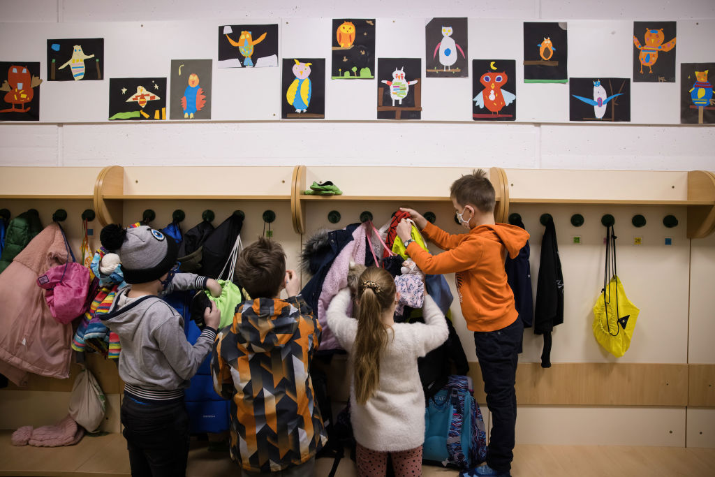 Pupils of 2nd and 3rd grades of Orehek primary school arrive...