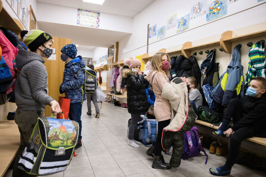 Pupils of 2nd and 3rd grades of Orehek primary school arrive...