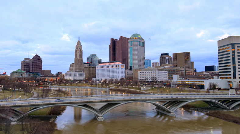 Scioto River - Downtown Columbus Ohio Skyline - Day