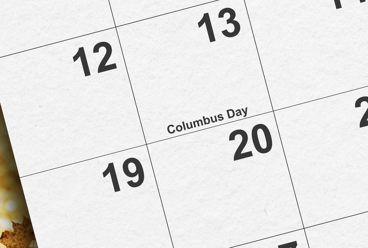 Calendar date of Columbus Day October 13th