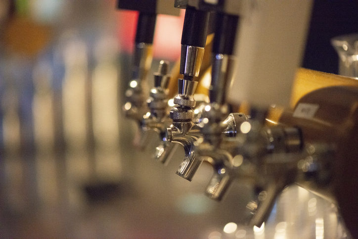 Cold beer on tap in a pub